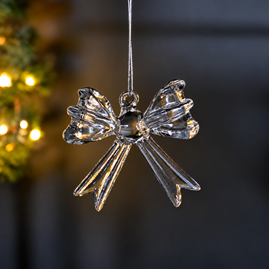 Clear Glass Bow Hanging Christmas Decoration