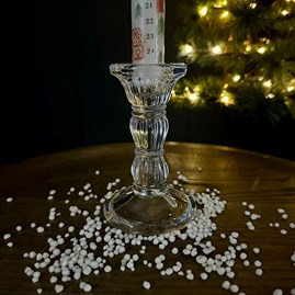 Clear Glass Moulded Candlestick Gisela Graham Christmas Table Decorations Festive Gifts Glass Candle Holders