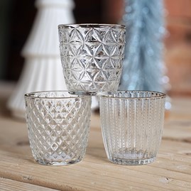 Christmas Table Decorations Festive Gifts Glass Tealight Holders Candle Holders