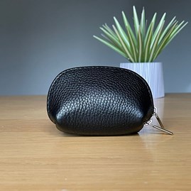 Leather Coin Purse in Black