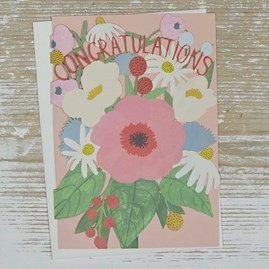 'Congratulations' Big Pink Flower Lasercut Card