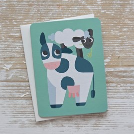Cow and Sheep Card Children's Colourful Animal Greetings Card Birthday Cards Cow And Sheep Card