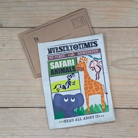 Crinkly Cloth Baby Newspaper Book - Safari Animals Tactile Soft Crinkly Newspaper Cloth Baby Book Sensory Toys New Baby Gifts Quirky Novelty Toys