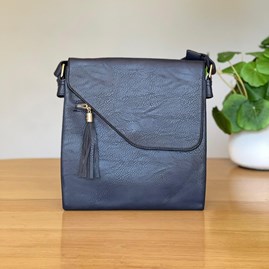 Cross Body Bag With Tassel in Blue Gifts For Women Handbags And Accessory Gifts Cross Body Bags Blue Zip Fold Over With Tassel