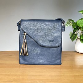 Cross Body Bag With Tassel in Navy Blue Gifts For Women Handbags And Accessory Gifts Cross Body Bags Navy Blue Zip Fold Over With Tassel