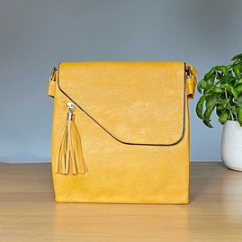 Cross Body Bag With Tassel in Yellow Gifts For Women Handbags And Accessory Gifts Cross Body Bags Yellow Zip Fold Over With Tassel