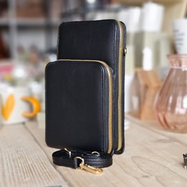 Cross Body Double-Zipped Mobile Phone Bag in Black Gifts For Women Handbags And Accessory Gifts Cross Body Bags Double-Zipped Mobile Phone Bag in Black