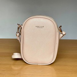 Cross Body Double Zip Bag in Beige