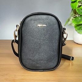 Cross Body Double Zip Bag in Black Gifts For Women Handbags And Accessory Gifts Cross Body Bags black double zip detachable strap