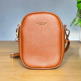 Cross Body Double Zip Bag in Brown Gifts For Women Handbags And Accessory Gifts Cross Body Bags brown double zip detachable strap