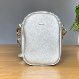 Cross Body Double Zip Bag in Silver Grey Gifts For Women Handbags And Accessory Gifts Cross Body Bags Silver double zip detachable strap