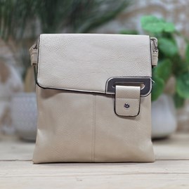 Cross Body Press Stud Bag in Beige Cross Body Press Stud Handbag Cream Beige Gifts For Her Adjustable Strap Zipped Pockets