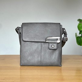 Cross Body Press Stud Bag in Dark Grey