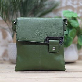 Cross Body Press Stud Handbag Green Gifts For Her Adjustable Strap Zipped Pockets
