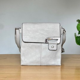 Cross Body Press Stud Bag in Light Grey