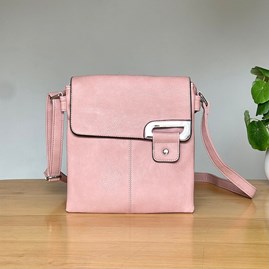 Cross Body Press Stud Bag in Pink Gifts For Women Handbags And Accessory Gifts Cross Body Bags Silver Press Stud Bag in Pink