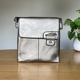 Gifts For Women Handbags And Accessory Gifts Cross Body Bags Silver Press Stud Bag in Silver Grey