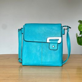 Cross Body Press Stud Bag in Teal Gifts For Women Handbags And Accessory Gifts Cross Body Bags Silver Press Stud Bag in Teal