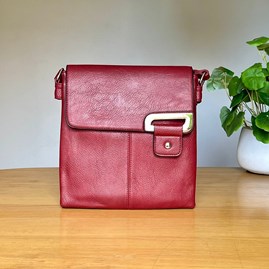 Gifts For Women Handbags And Accessory Gifts Cross Body Bags Silver Press Stud Bag in Wine