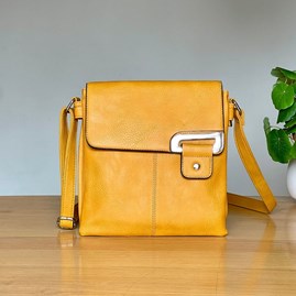 Cross Body Press Stud Bag in Yellow Gifts For Women Handbags And Accessory Gifts Cross Body Bags Silver Press Stud Bag in Yellow