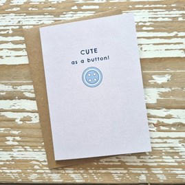 'Cute As A Button' Blue New Baby Card