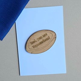 'Dad, You Are Trymendous!' Rugby Ball Token and Card Father's Day Cards Wooden Handmade Sentiment Token Cards Keepsake Gifts Birthday Cards Rugby Lovers