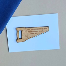 'Dad, You Saw Something In Me' Wooden Token and Card Father's Day Cards Wooden Handmade Sentiment Token Cards Keepsake Gifts Birthday Cards DIY Gifts