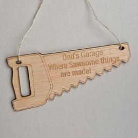 'Dad's Garage' Wooden Saw Hanging Sign Father's Day Gifts Quirky Fun Novelty Hanging Sign Dad's Garage Gifts For Dad DIY Gifts