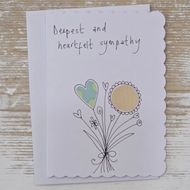'Deepest and Heartfelt Sympathy' Card Exclusive Handmade Hand Drawn Unique Gift Card Greetings Cards Sympathy Card Bereavement Cards