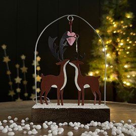 Deers Under Love Heart Christmas Decoration
