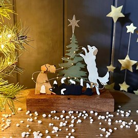 Dogs Dressing the Christmas Tree Decoration Dogs Dressing the Christmas Tree Decoration