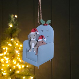 Festive Decorations Quirky Novelty Christmas Tree Decoration Metal Hanging Bauble Dog Decorations
