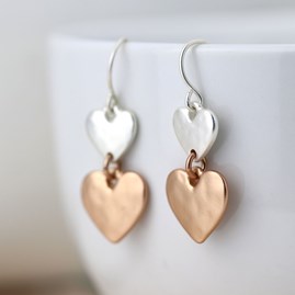 Double Drop Two-Tone Heart Earrings Double Drop Two-Tone Heart Earrings