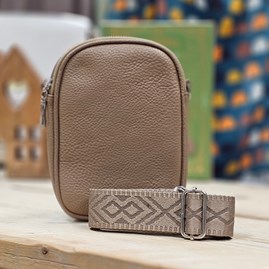 Double Zip Cross Body Bag in Dark Khaki Gifts For Women Handbags And Accessory Gifts Double Zip Cross Body Bag Wide Fabric Strap