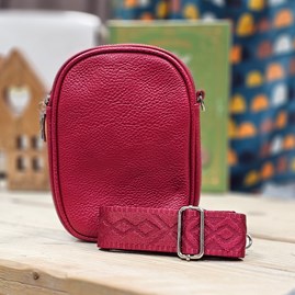 Double Zip Cross Body Bag in Dark Red Gifts For Women Handbags And Accessory Gifts Double Zip Cross Body Bag Wide Fabric Strap