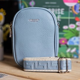 Double Zip Cross Body Bag in Light Blue Gifts For Women Handbags And Accessory Gifts Double Zip Cross Body Bag in Light Blue Wide Strap