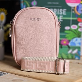 Gifts For Women Handbags And Accessory Gifts Double Zip Cross Body Bag in Light Pink Wide Strap