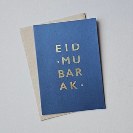 'Eid Mubarak' Gold And Navy Greetings Card