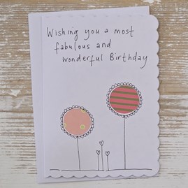 'Fabulous and Wonderful Birthday' Card Exclusive Handmade Hand Drawn Unique Gift Card Greetings Cards Birthday Card Friends Birthday Card