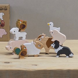 Wooden Stacking Animals Farmyard Children's Games and Toys Animal Sets
