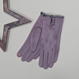 Faux Suede Touch Screen Button Gloves in Mauve Faux Suede Touch Screen Button Gloves in Mauve
