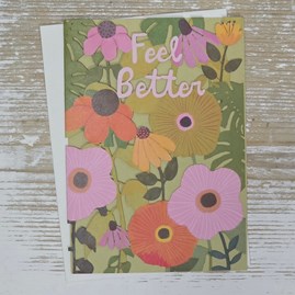 Stunning Unique Floral Get Well Card Lasercut Greetings Card Flowers Feel Better Card