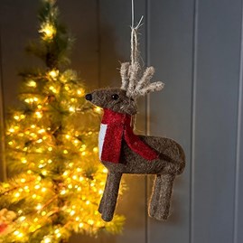 Felt Reindeer with Scarf Hanging Decoration