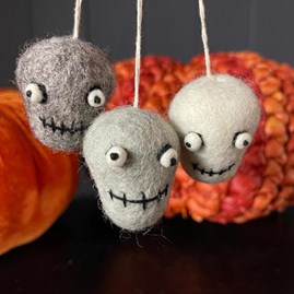 Felt Set of 3 Skeleton Faces Hanging Decorations Felt Set of 3 Skeleton Faces Hanging Decorations