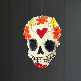 Felt Skull with Flowers Hanging Halloween Decoration Halloween Gifts Halloween Decorations Novelty Fun Quirky Gifts Skeleton With Flowers Shoeless Joe