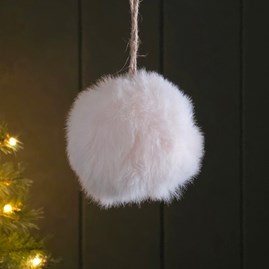 Christmas Tree Decoration White Fluffy Pompom Hanging Decoration Festive Gifts