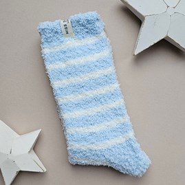 Fluffy Stripes Socks in Sky Blue Warm Fluffy Snuggly Socks Gifts For Women Valentines Gifts Birthday Gifts Clothing Gifts