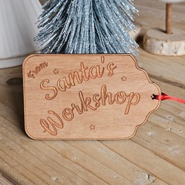 'From Santa's Workshop' Wooden Gift Tag Christmas Gift Wrapping Wooden Handmade Gift Tag Festive Gifts