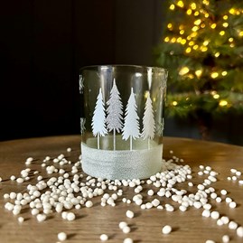 Frosted White Trees Glass Tea Light Holder Christmas Table Decorations Festive Gifts Glass Tealight Holders Candle Holders