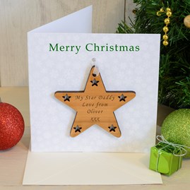 Personalised Gifts Christmas Gifts Engraved Christmas Star Card Wooden Star